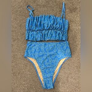 Kortni Jeane Blue Smiley Bikini Bathing Suit Size Medium